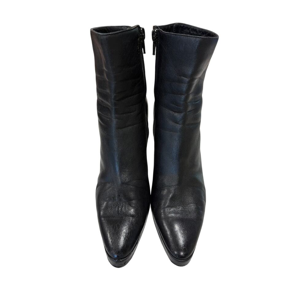 Yves Saint Laurent Black Leather Ankle Platform Boots Sz 8.5 Authentic Luxury
